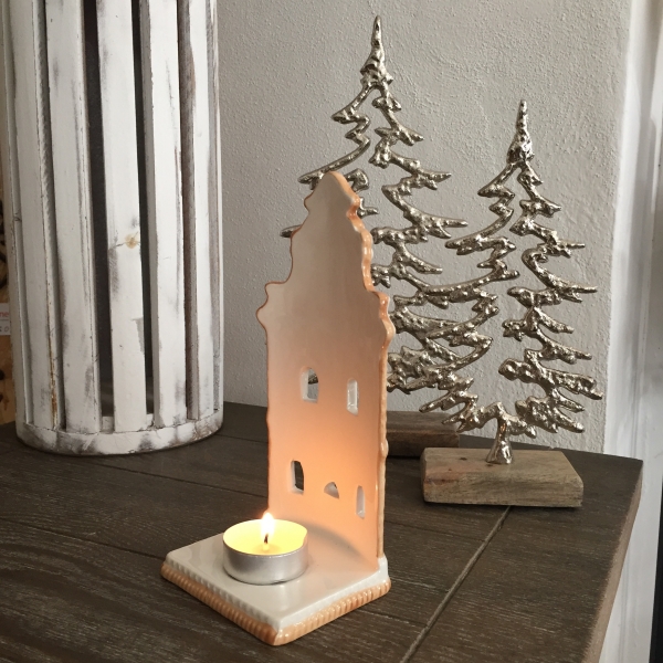 Keramický svietnik kostolíček 11x18,5x9cm