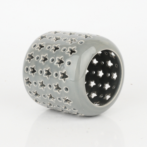 Keramický svietnik sivý 9,5x9,5cm