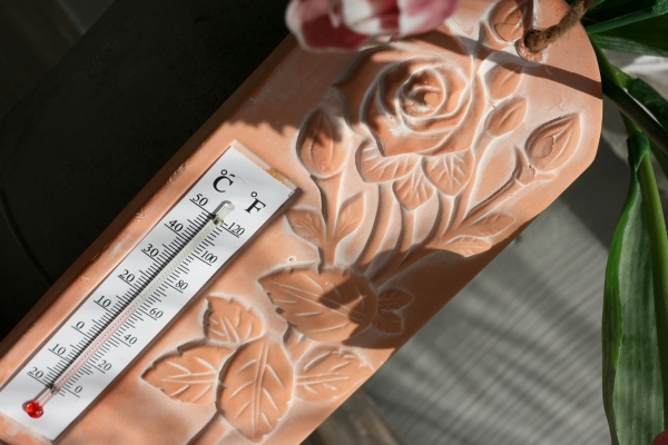 Keramický teplomer ruže 22,5x9,5cm