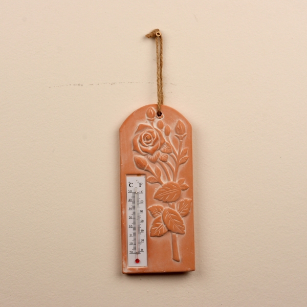 Keramický teplomer ruže 22,5x9,5cm