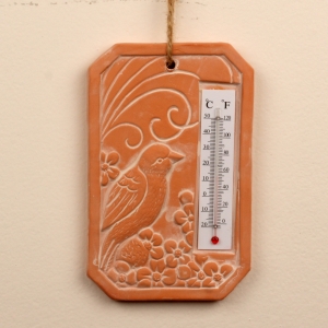 Keramický teplomer s vtáčikom 19x12cm