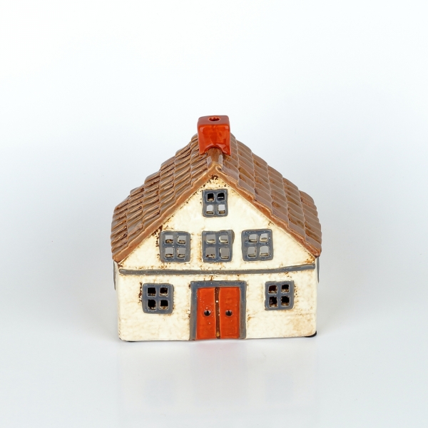 Keramický vianočný domček 8 krémový