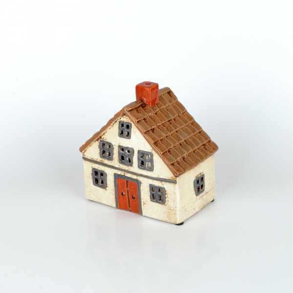 Keramický vianočný domček 8 krémový