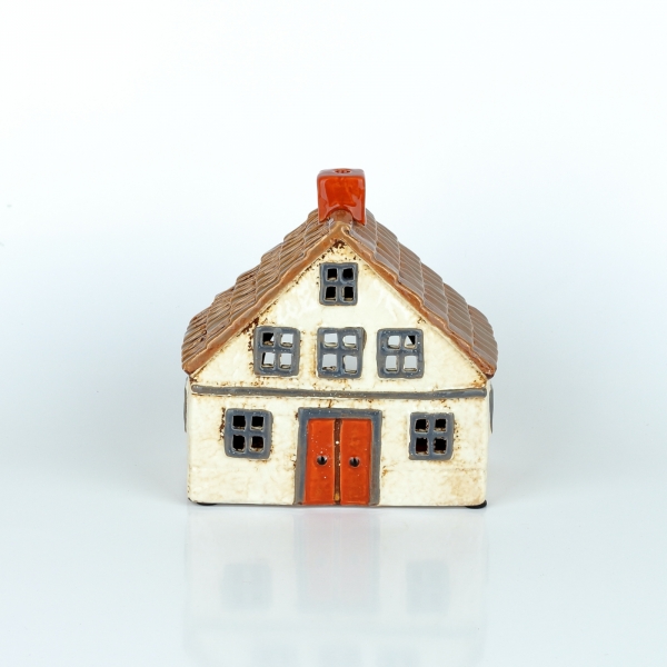 Keramický vianočný domček 8 krémový