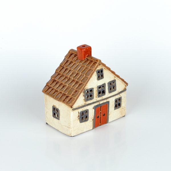 Keramický vianočný domček 8 krémový