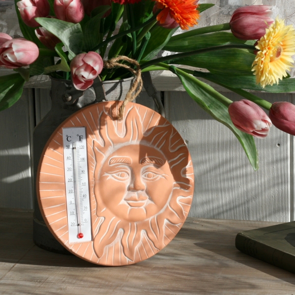 Keramický vonkajší teplomer slnko 17,5cm