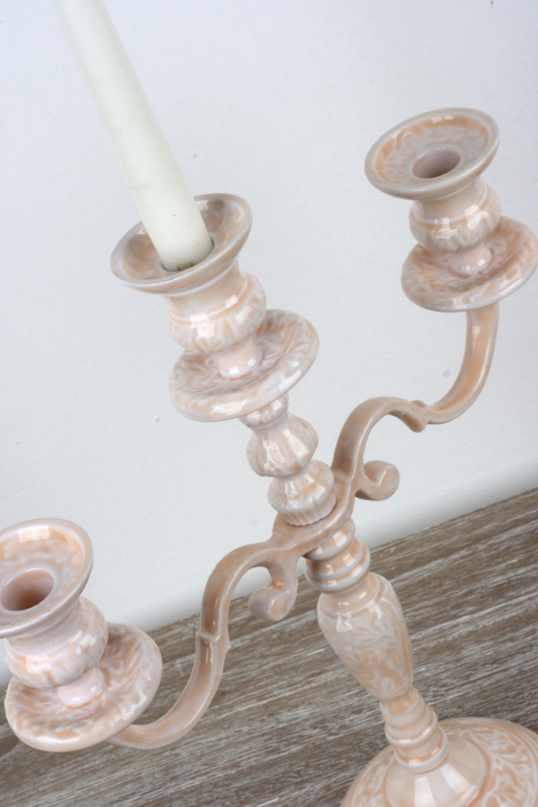 Keramický zdobený svietnik na tri sviečky 36cm