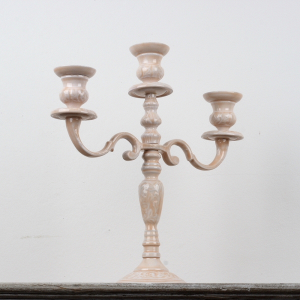 Keramický zdobený svietnik na tri sviečky 36cm