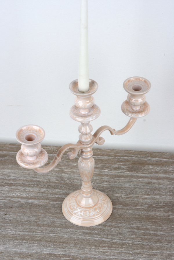 Keramický zdobený svietnik na tri sviečky 36cm