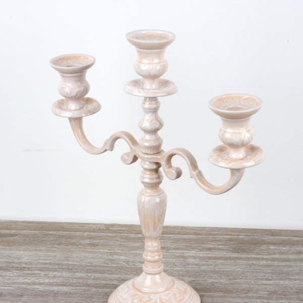 Keramický zdobený svietnik na tri sviečky 36cm