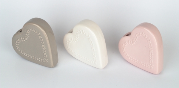 Keramický zvlhčovač vzduchu srdce biely 13x3,2x13cm