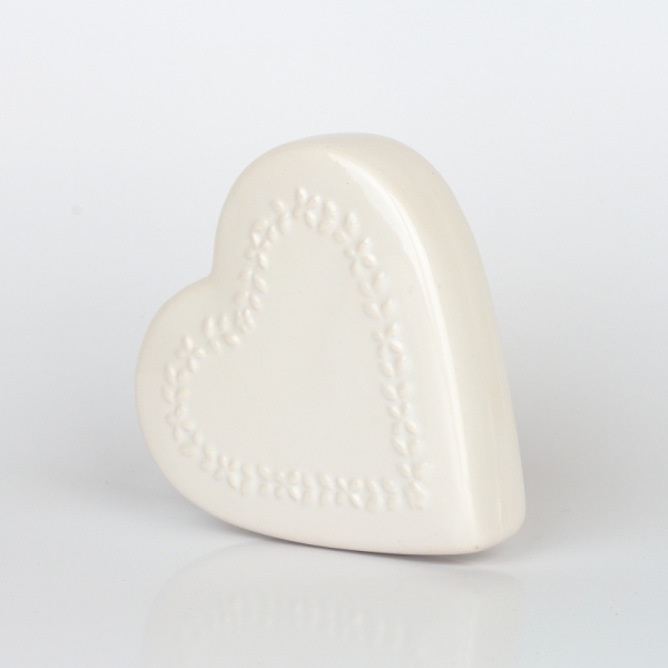 Keramický zvlhčovač vzduchu srdce biely 13x3,2x13cm