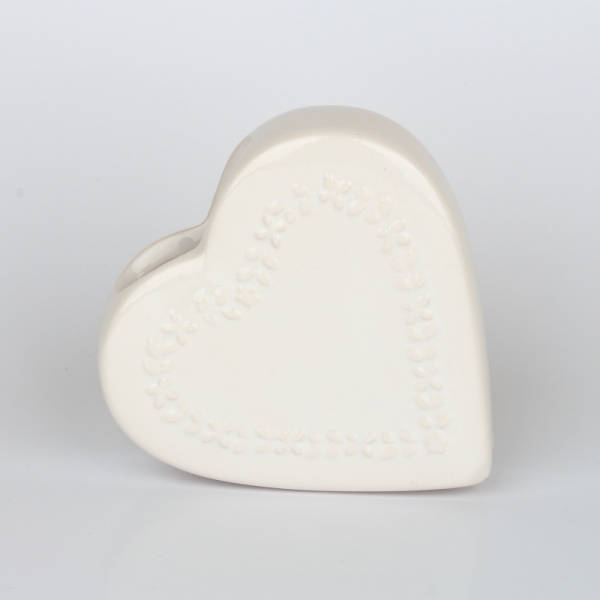 Keramický zvlhčovač vzduchu srdce biely 13x3,2x13cm