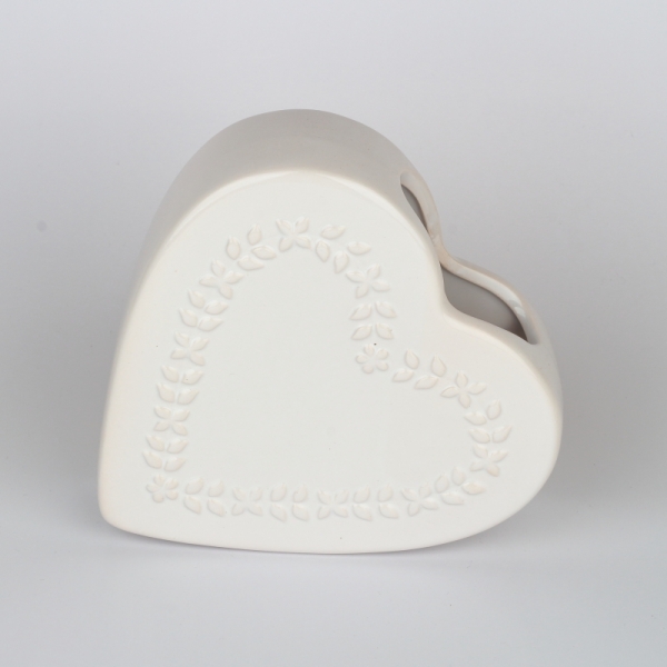 Keramický zvlhčovač vzduchu srdce biely 18x18x5cm