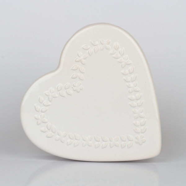 Keramický zvlhčovač vzduchu srdce biely 18x18x5cm