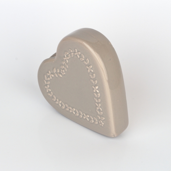 Keramický zvlhčovač vzduchu srdce hnedý 13x3,2x13cm