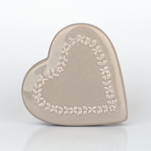 Keramický zvlhčovač vzduchu srdce hnedý 13x3,2x13cm