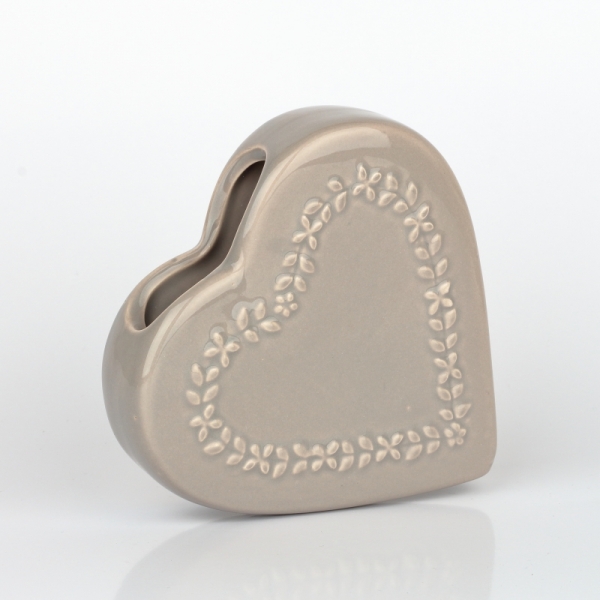 Keramický zvlhčovač vzduchu srdce hnedý 13x3,2x13cm