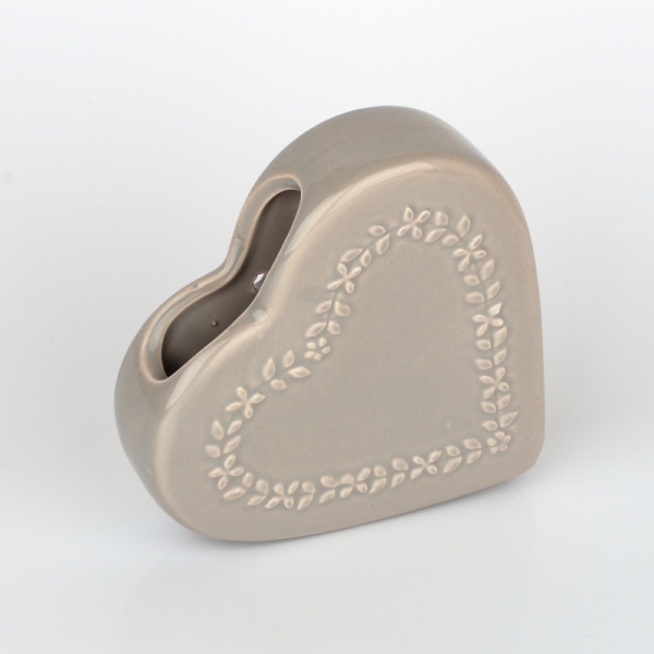 Keramický zvlhčovač vzduchu srdce hnedý 13x3,2x13cm