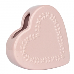 Keramický zvlhčovač vzduchu srdce ružový 18x18x5cm