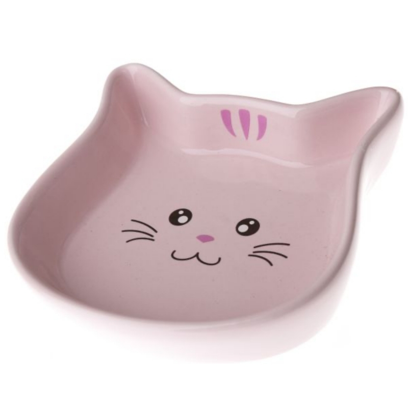Keramiská miska pre mačky ružová 13,5 x 3,5 x 13,5 cm
