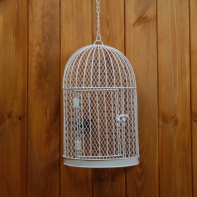 Klietka na vtáka / kvety drôtená pologuľatá 33x12x21cm