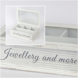 Klenotnica drevená biela 25 cm