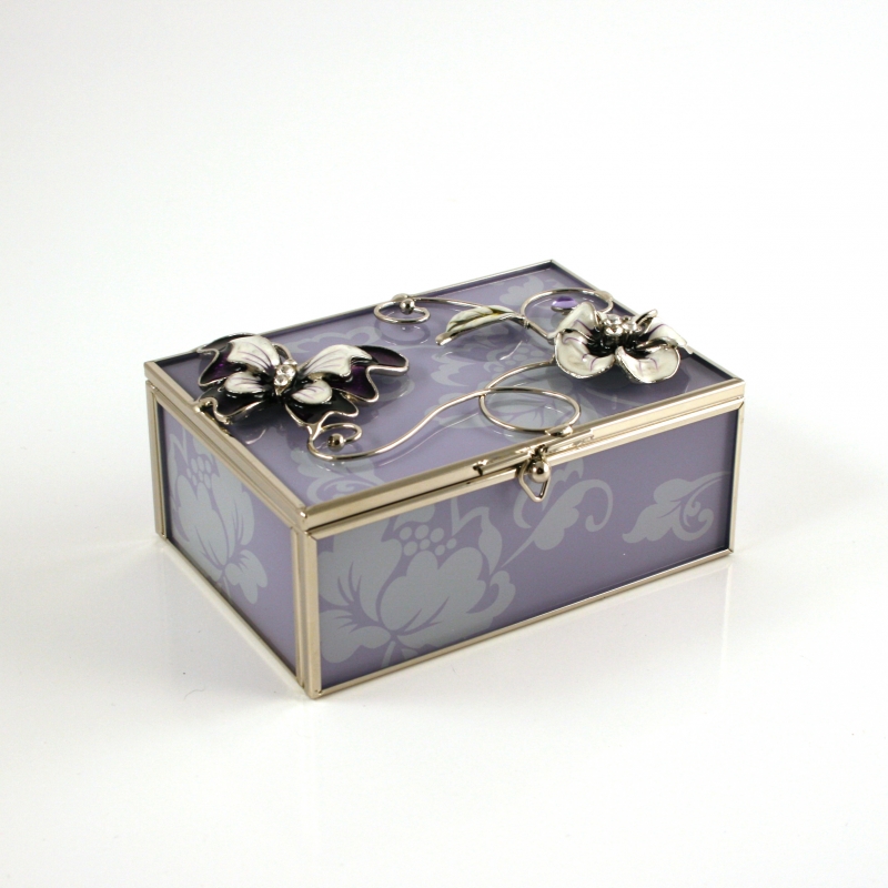 Klenotnica sklenená fialová 12x8x5,5cm