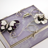 Klenotnica sklenená fialová 12x8x5,5cm