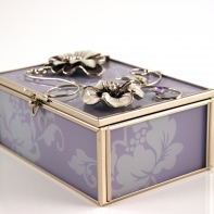 Klenotnica sklenená fialová 12x8x5,5cm