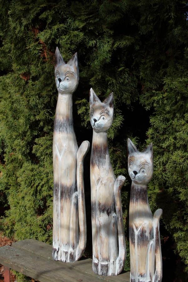 Mačka dekorácie mourovaná 80cm