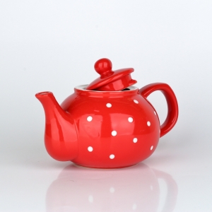 Konvice na čaj puntíkovaná červená 1l