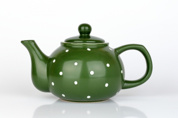 Kanvica na čaj bodkovaná zelená 1l