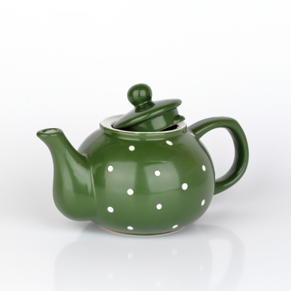 Kanvica na čaj bodkovaná zelená 1l