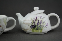 Kanvička na čaj a šálka Levander Romantic 15×12×15cm