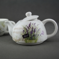 Kanvička na čaj a šálka Levander Romantic 15×12×15cm