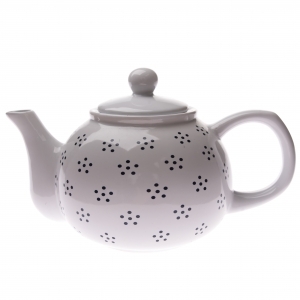Kanvička na čaj biela s modrými bodkami 1L