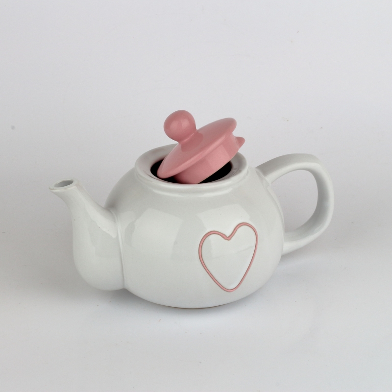 Kanvička na čaj so srdcom ružová 1l