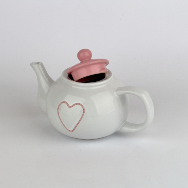 Kanvička na čaj so srdcom ružová 1l