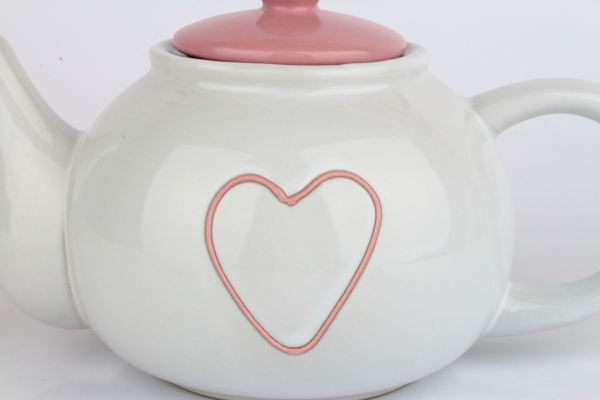 Kanvička na čaj so srdcom ružová 1l