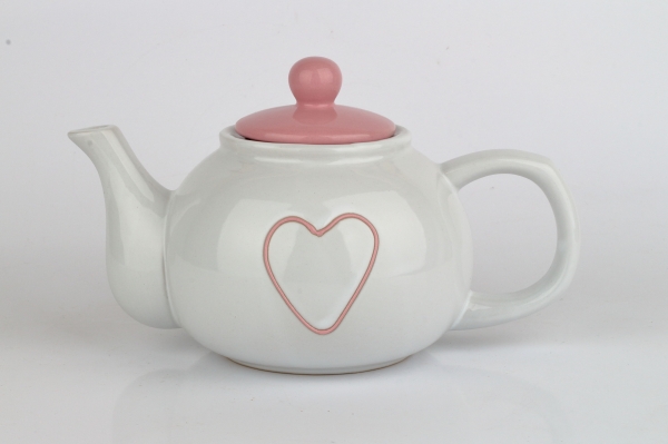 Kanvička na čaj so srdcom ružová 1l