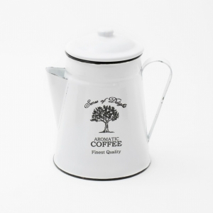 Konvička na kávu z bieleho smaltu