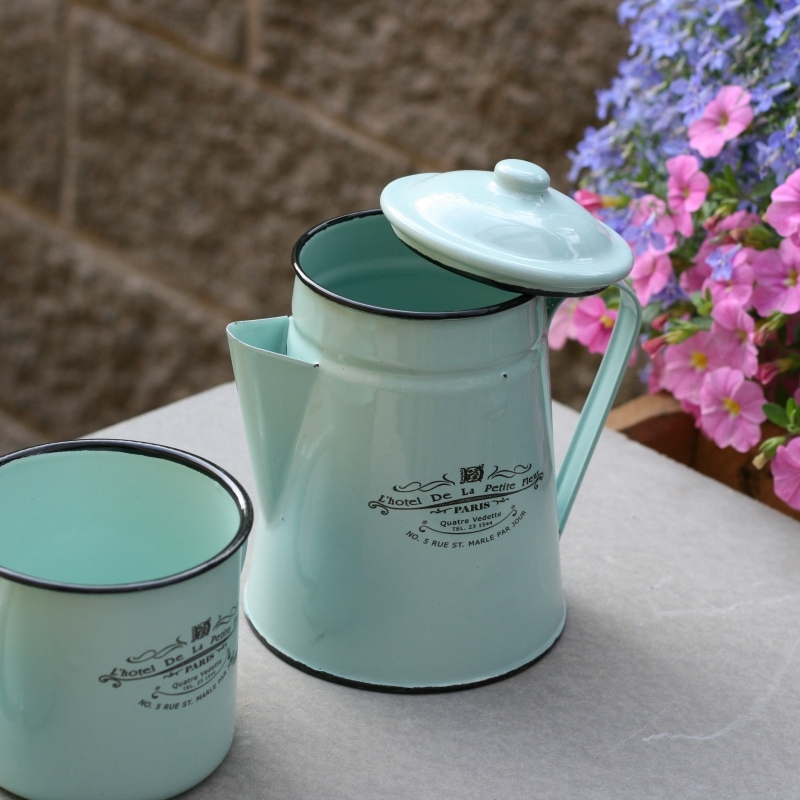 Konvička smalt dek3893 - tyrkys 18cm - POŠKODENÉ