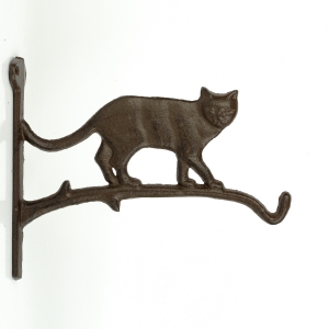 Konzola s mačkou na zavesenie kvetináča 18,5 x 12,5 x 3 cm liatina