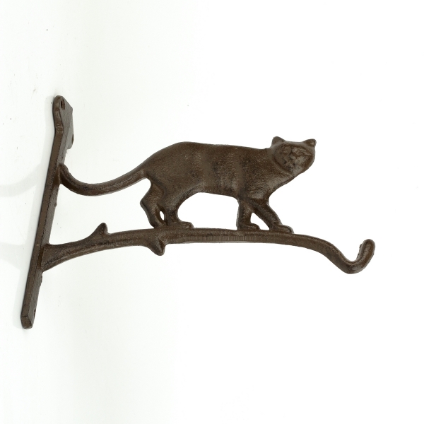 Konzola s mačkou na zavesenie kvetináča 18,5 x 12,5 x 3 cm liatina