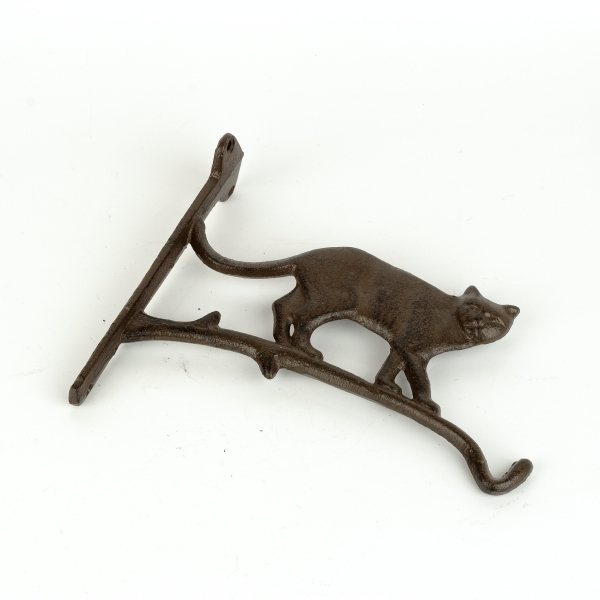 Konzola s mačkou na zavesenie kvetináča 18,5 x 12,5 x 3 cm liatina