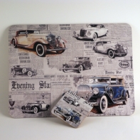 Korková podložka motív retro áut 30x40cm - poškodené