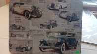 Korková podložka motív retro áut 30x40cm - poškodené