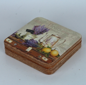 Korkové prestieranie pod hrnčeky levanduľa (sada 6ks) 10x10cm