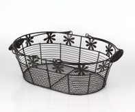 Kôš drôtený s kytičkou súprava 3 ks 43/37/32cm